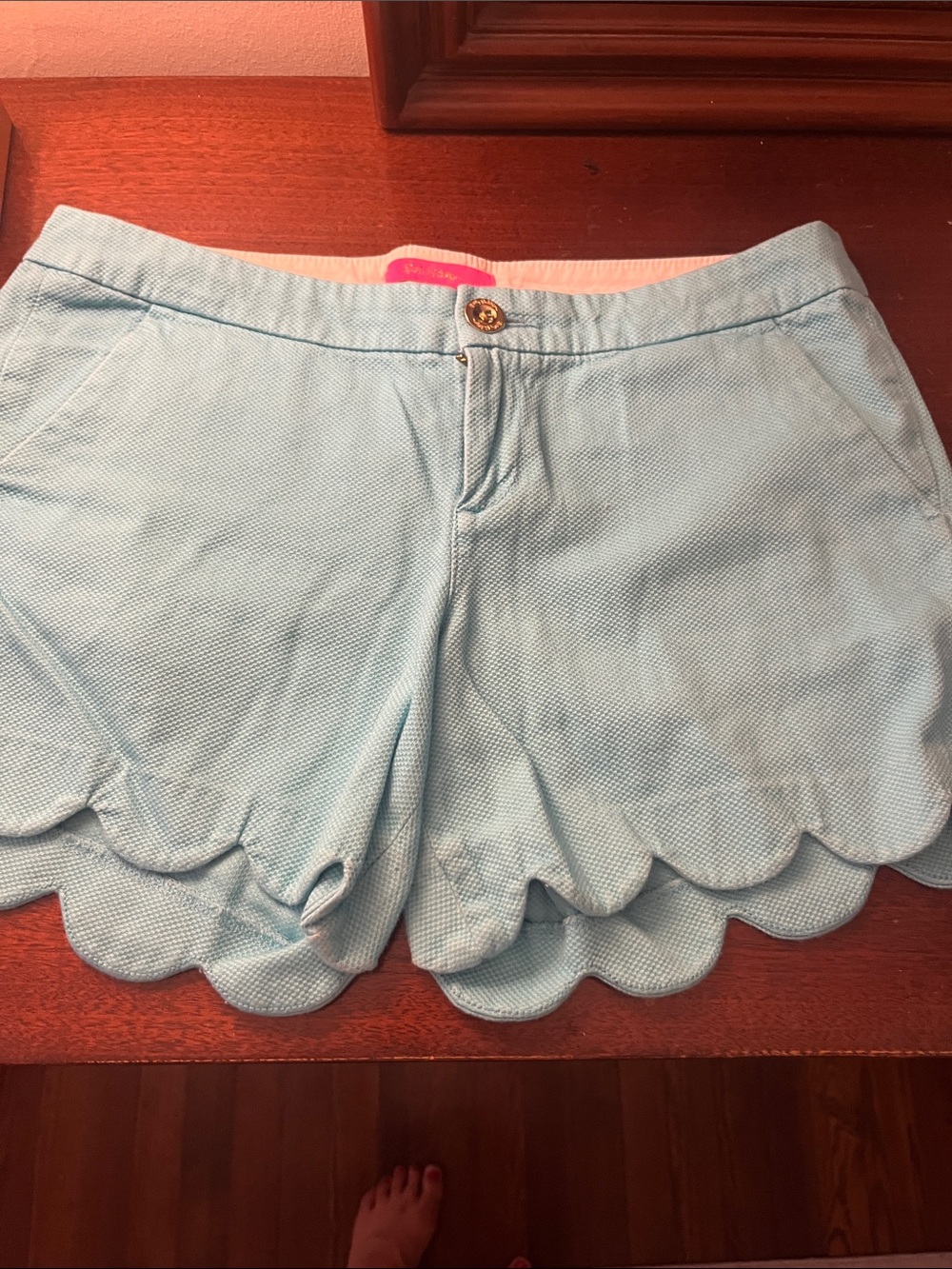 Lilly Pulitzer Light Blue Scallop Hem Shorts